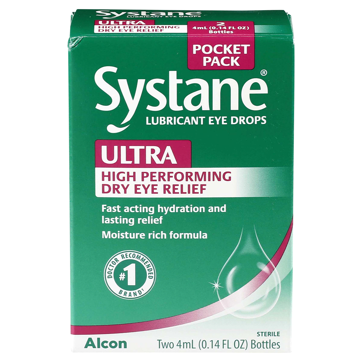 slide 1 of 3, Systane Ultra Eye Drops, Lubricant, High Performance, Pocket Pack, 2 ct; 0.14 fl oz