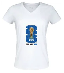 Fifa World Cup 2026 Baby Doll V-Neck White Tees Blue Logo Xl
