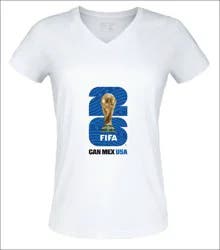 Fifa World Cup 2026 Baby Doll V-Neck White Tees Blue Logo Xl