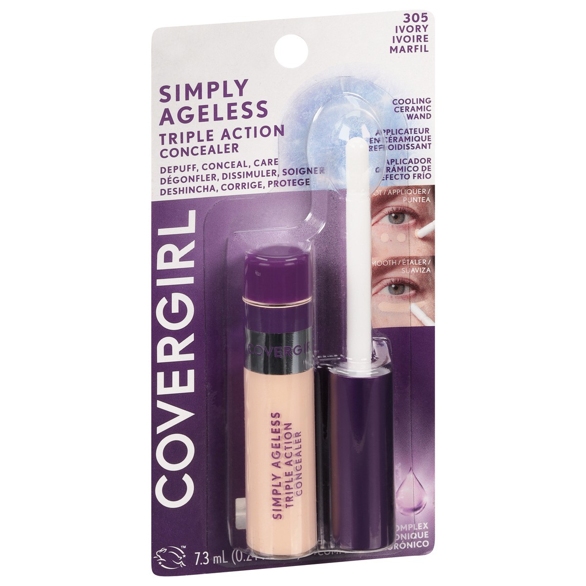 slide 4 of 9, Covergirl 305 Ivory Simply Ageless Triple Action Concealer 0.24 fl oz, 0.24 fl oz