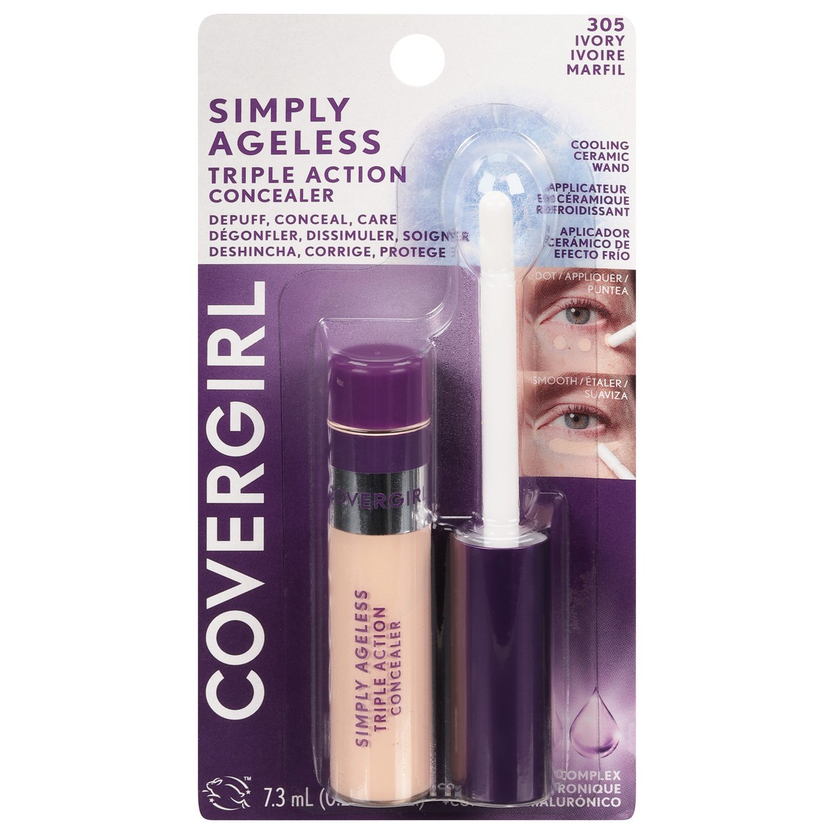 slide 1 of 9, Covergirl 305 Ivory Simply Ageless Triple Action Concealer 0.24 fl oz, 0.24 fl oz