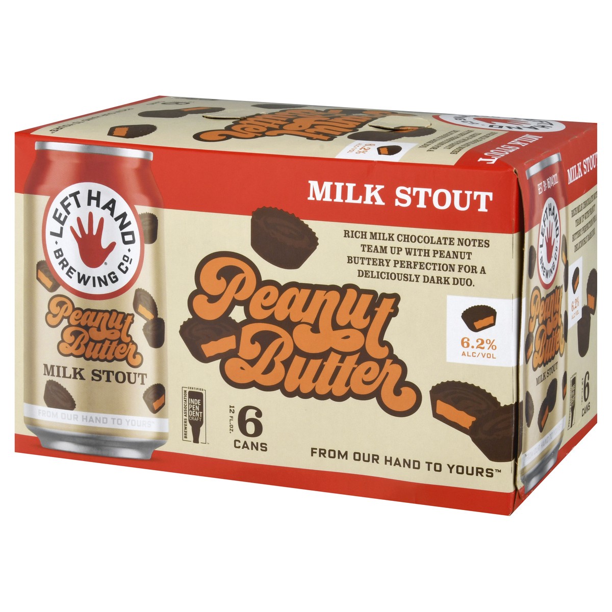 slide 10 of 12, Left Hand Brewing Milk Stout Peanut Butter Beer 6 ea, 6 ct