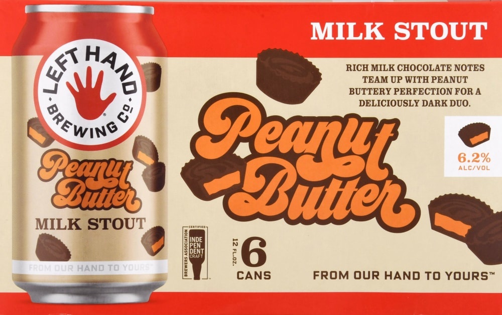 slide 1 of 1, Left Hand Brewing Beer, Milk Stout, Peanut Butter, 6 ct; 12 fl oz