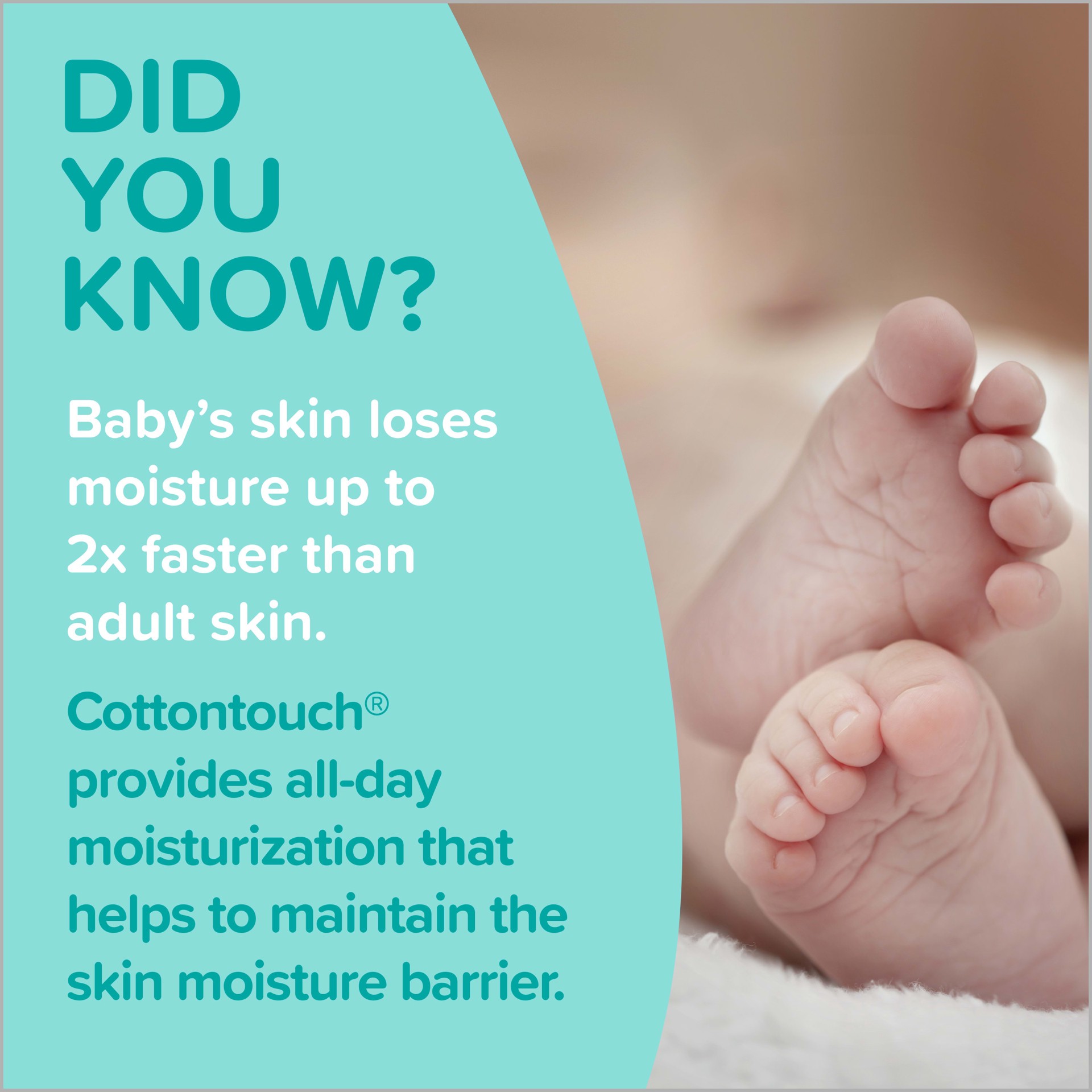 slide 4 of 5, Johnson's CottonTouch Newborn Baby Face and Body Lotion, Hypoallergenic Moisturization for Baby's Skin, Made with Real Cotton, Paraben-Free, Dye-Free, 6.8 fl. oz, 6.80 fl oz