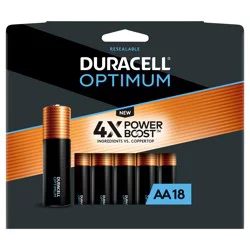Duracell Optimum Alkaline Batteries, 1.5V AA, 18/Pack