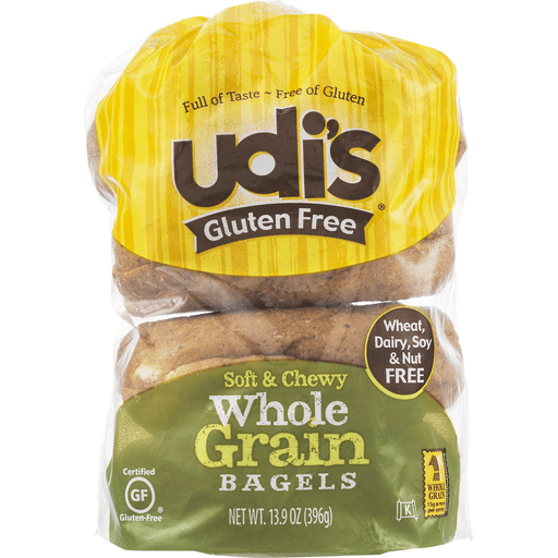 slide 4 of 8, Udi's Gluten Free Whole Grain Bagels, Frozen, 13.9 oz, 13.9 oz