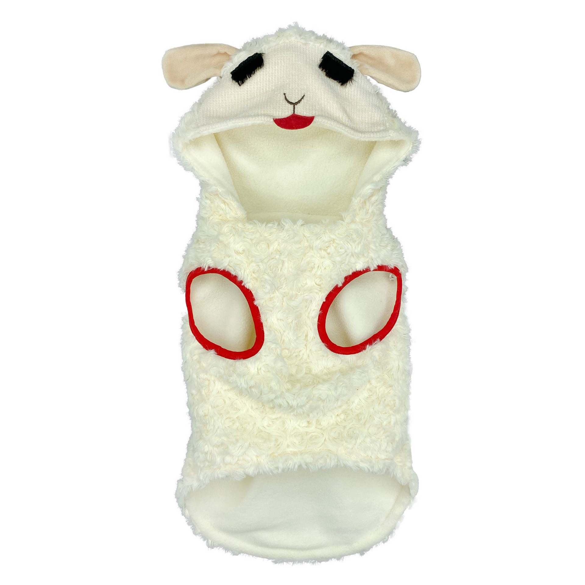 slide 1 of 1, Multipet Holiday Lamb Chop Snuggly Dog Hoodie, LG