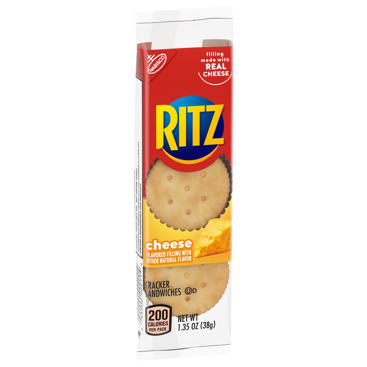 slide 2 of 9, RITZ Cheese Sandwich Crackers, 1.35 oz Snack Pack, 21.6 oz