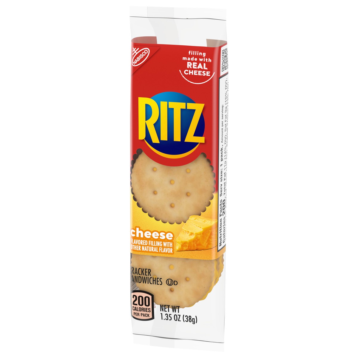 slide 3 of 9, RITZ Cheese Sandwich Crackers, 1.35 oz Snack Pack, 21.6 oz