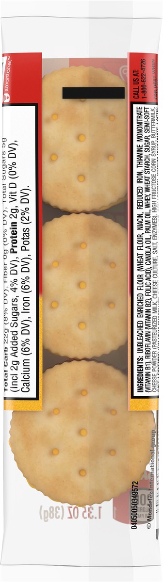 slide 5 of 9, RITZ Cheese Sandwich Crackers, 1.35 oz Snack Pack, 21.6 oz