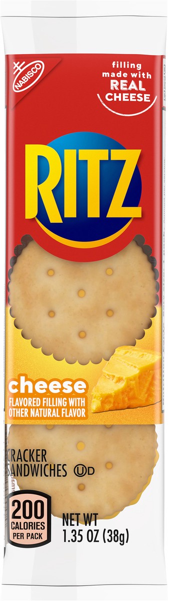 slide 6 of 9, RITZ Cheese Sandwich Crackers, 1.35 oz Snack Pack, 21.6 oz