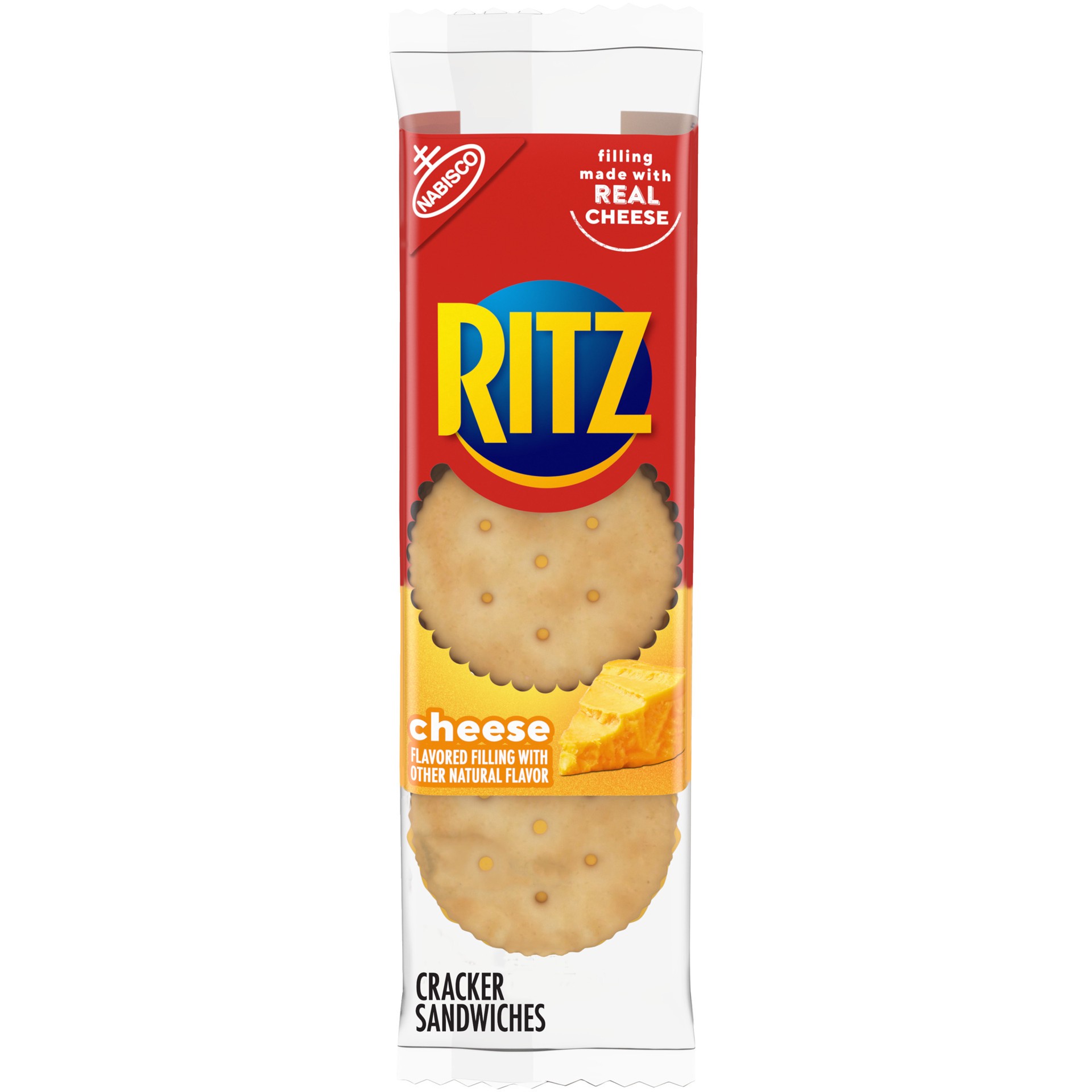 slide 1 of 9, RITZ Cheese Sandwich Crackers, 1.35 oz Snack Pack, 21.6 oz