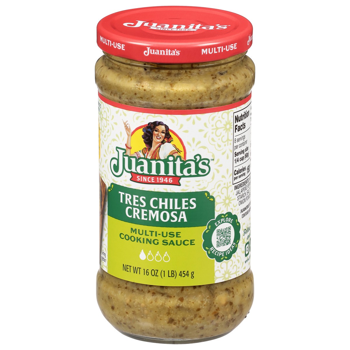 slide 2 of 4, Juanitas Tres Chiles Cremosa, 16 oz