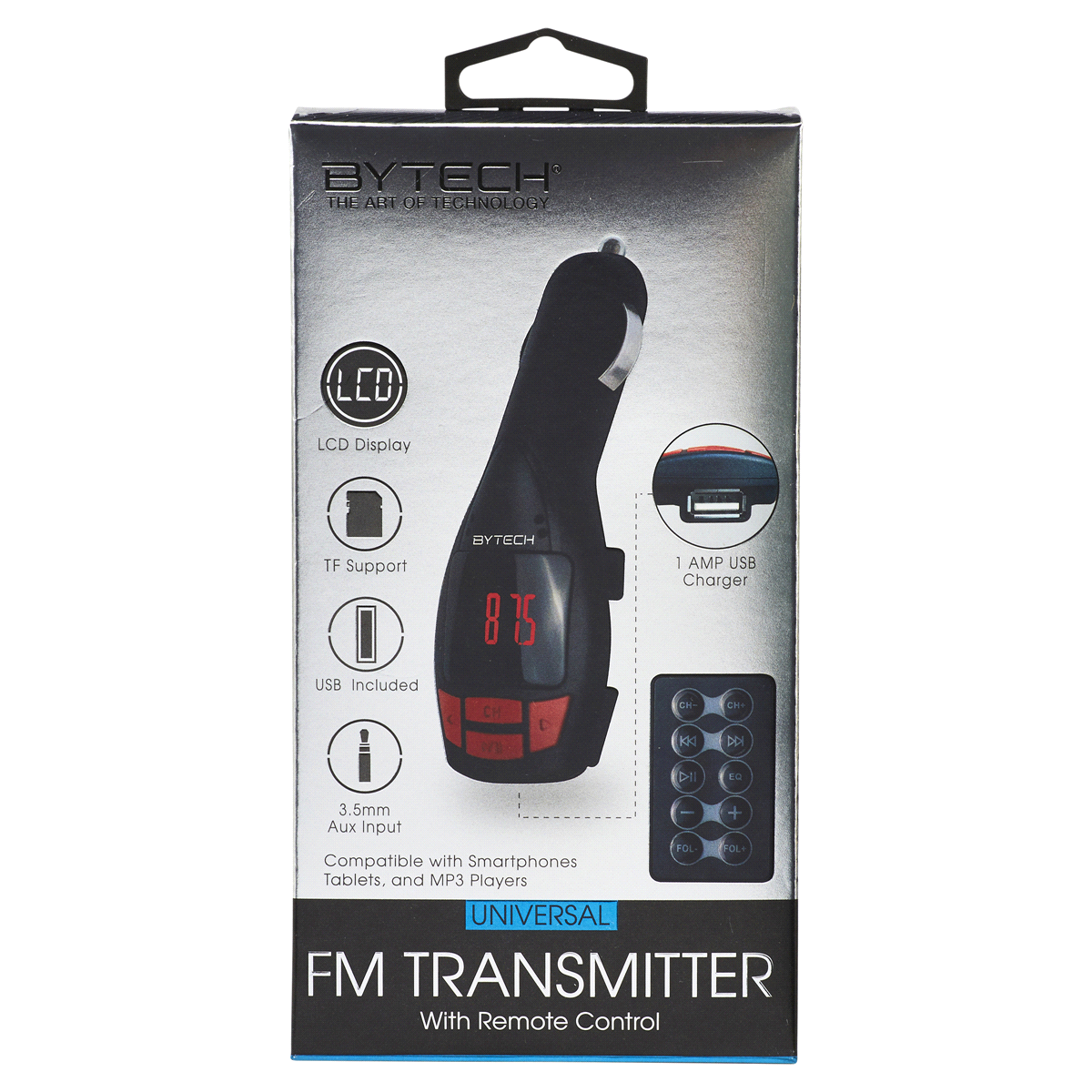 slide 1 of 5, Bytech Digital FM Transmitter, Black, 1 ct