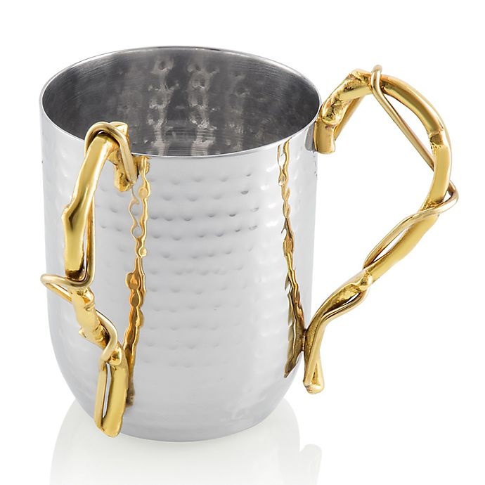 slide 4 of 4, Classic Touch Hammered Stainless Steel Wash Cup, 1 ct
