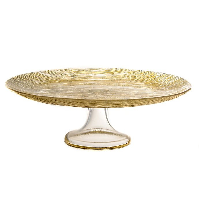 slide 2 of 2, Classic Touch Trophy Glass Pedestal Cake Stand - Gold, 13 in