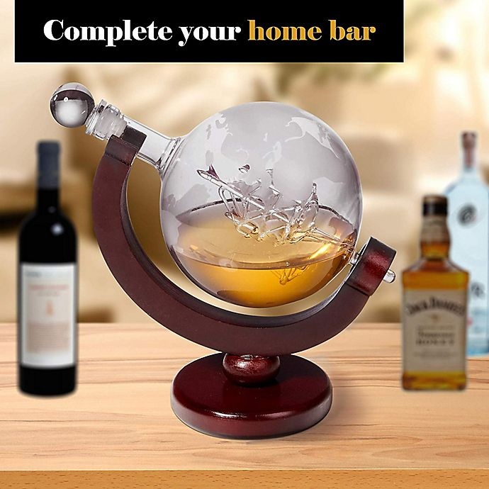 slide 2 of 7, Classic Touch Bezrat Globe Whiskey Decanter, 1 ct