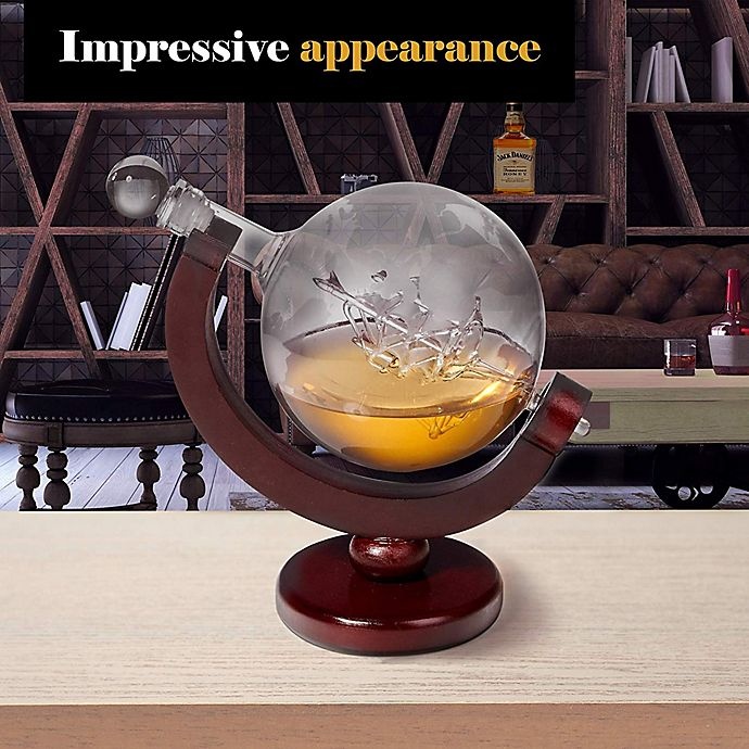 slide 5 of 7, Classic Touch Bezrat Globe Whiskey Decanter, 1 ct