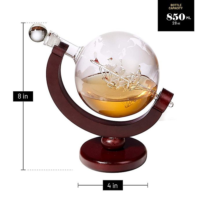 slide 7 of 7, Classic Touch Bezrat Globe Whiskey Decanter, 1 ct