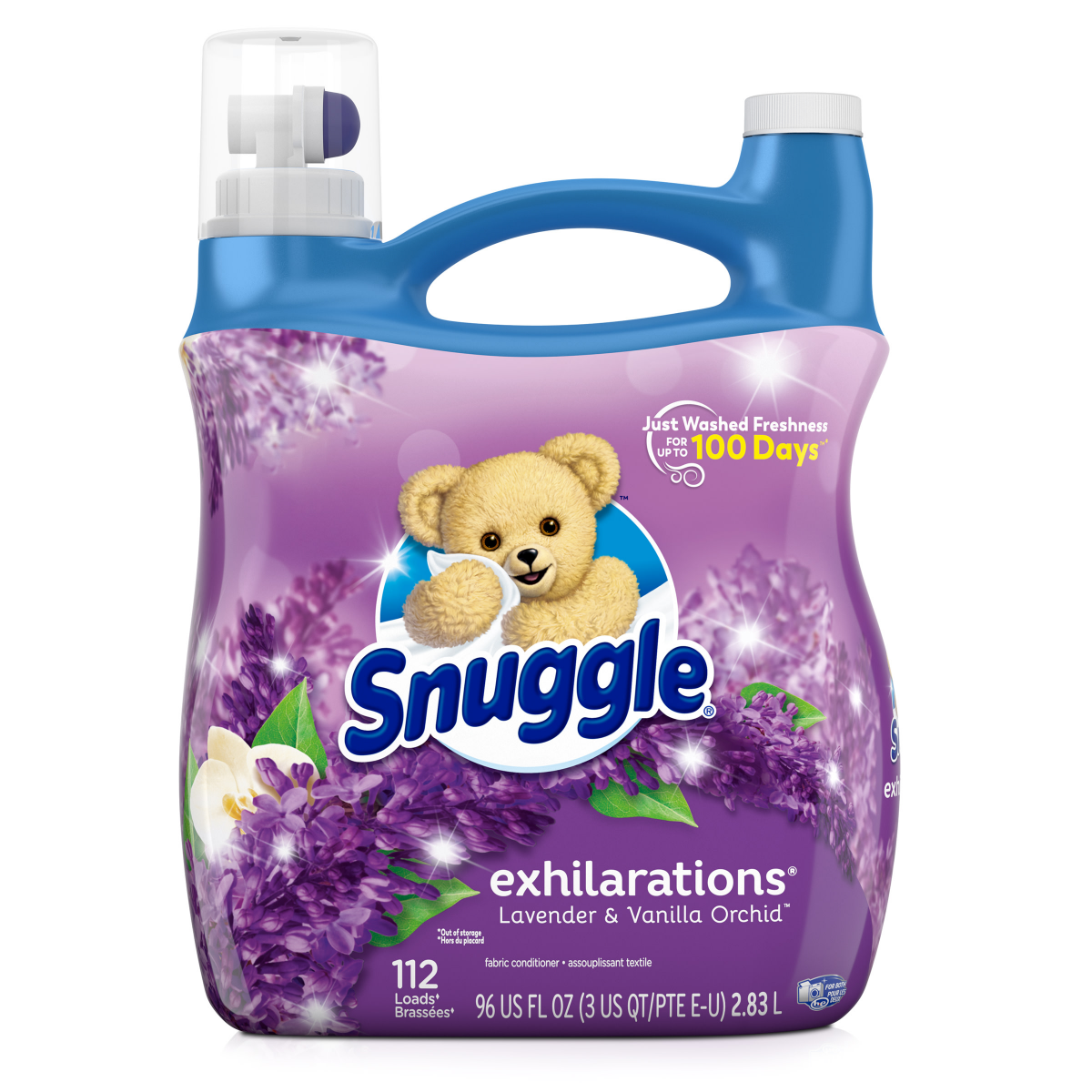 slide 1 of 3, Snuggle Exhilarations Liquid Fabric Softener, Lavender & Vanilla Orchid, 96 Ounce, 112 Loads, 96 fl oz