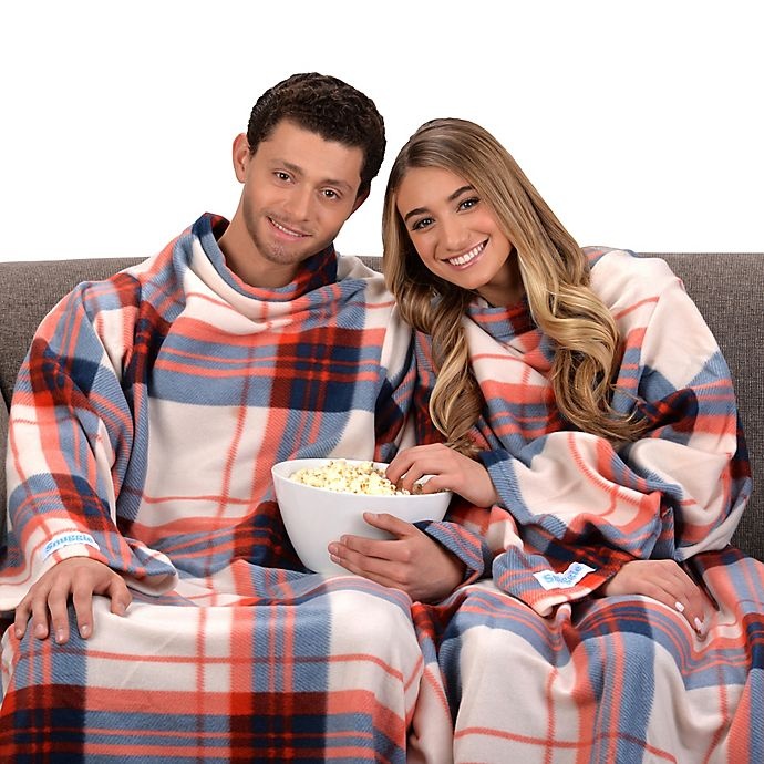 slide 4 of 5, Snuggie Classic Plaid Blanket - Orange, 1 ct