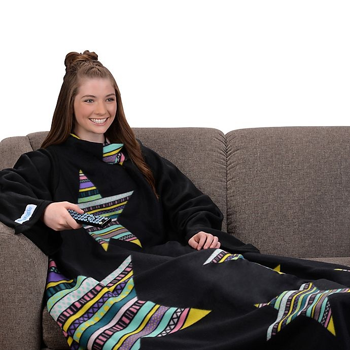 slide 3 of 5, Snuggie Tribal Stars Blanket - Black, 1 ct