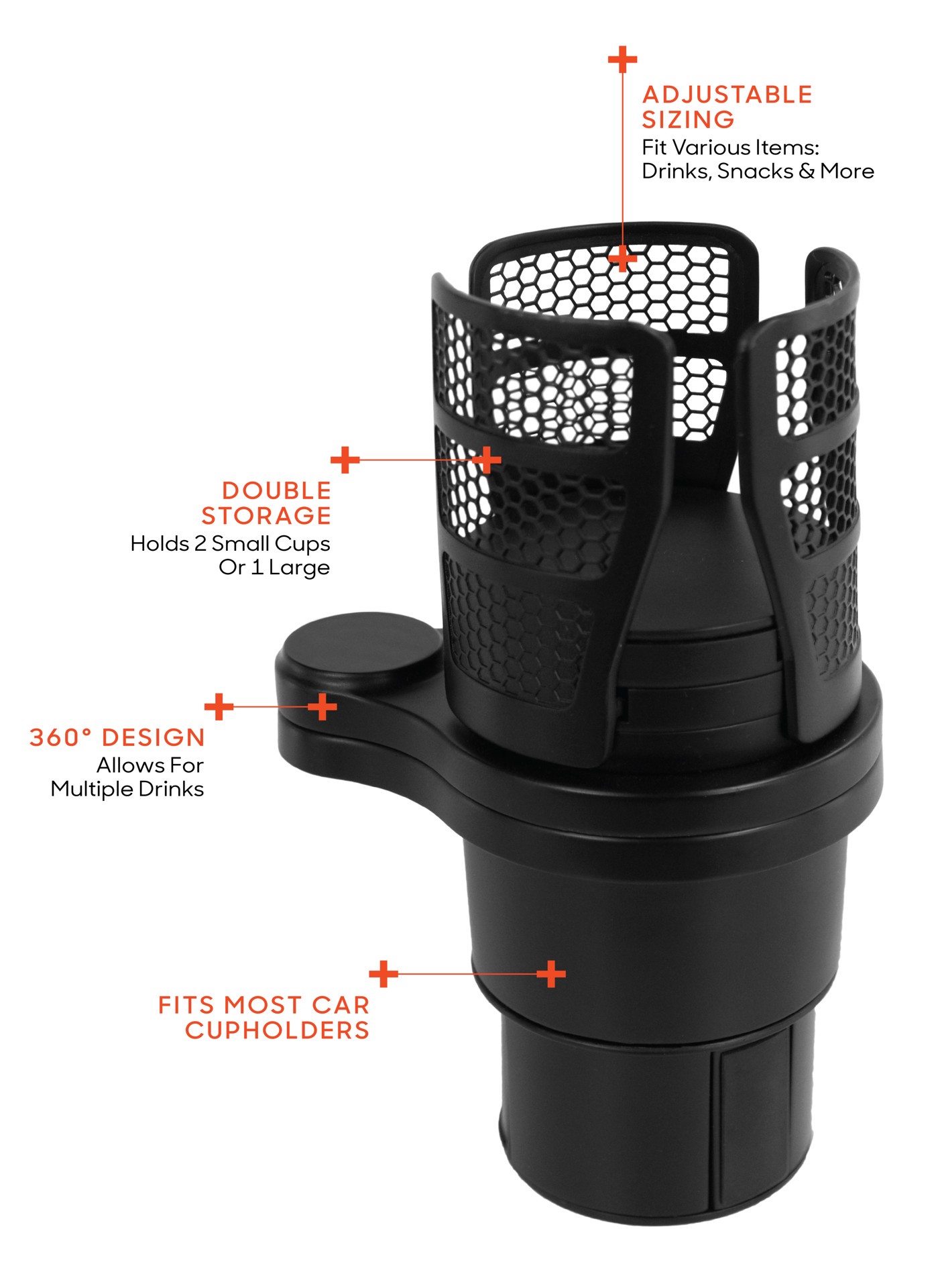 slide 2 of 3, Sharper Image Cup Captain Adjustable Car Cup Holder, 1 ct