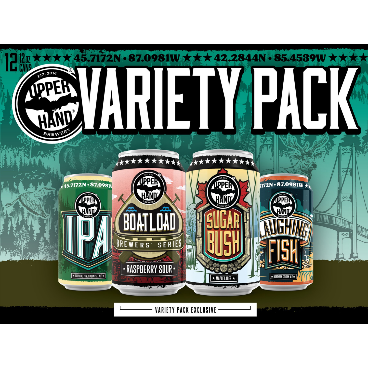 slide 1 of 1, Upper Hand Variety Beer, 12 Pack, 12 fl oz Cans, 12 ct; 12 oz