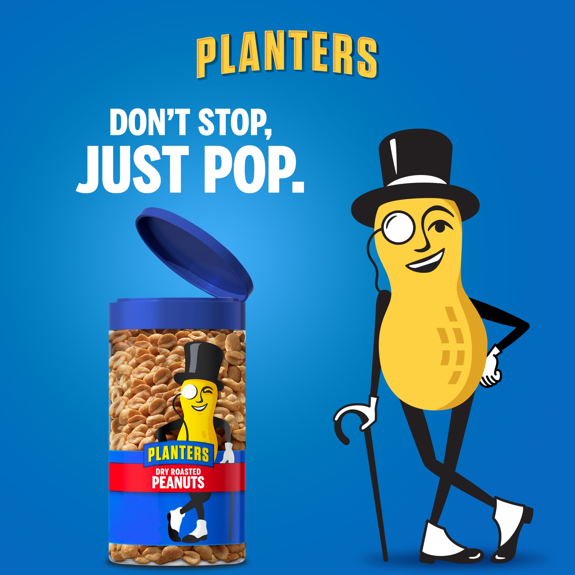 slide 6 of 14, Planters Pop & Pour Dry Roasted Peanuts, 7 oz Jar, 7 oz