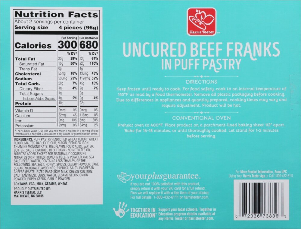 slide 2 of 2, Harris Teeter Uncured Beef Franks In Puff Pastry Appetizers, 7.65 oz