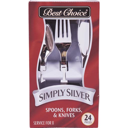 slide 1 of 1, Best Choice Assorted Simply Silver Cutlery, 24 ct