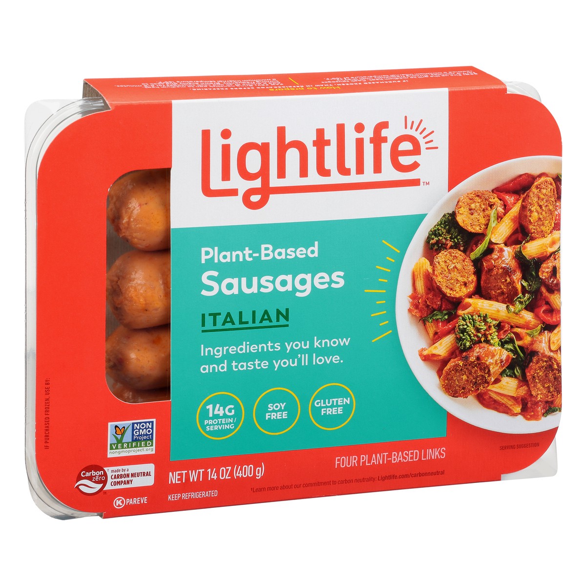 slide 4 of 9, Lightlife Sausage, 14 oz