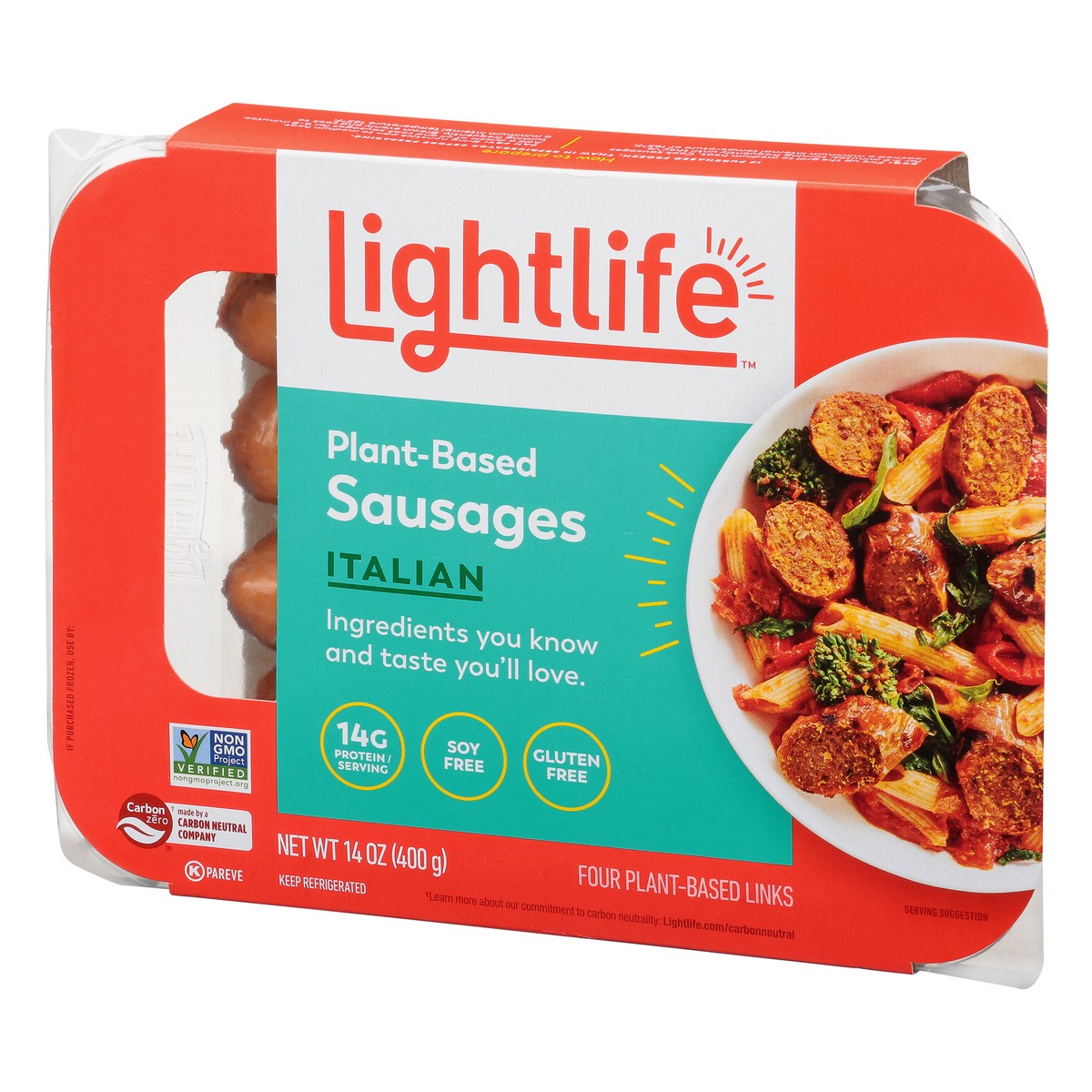 slide 7 of 9, Lightlife Sausage, 14 oz