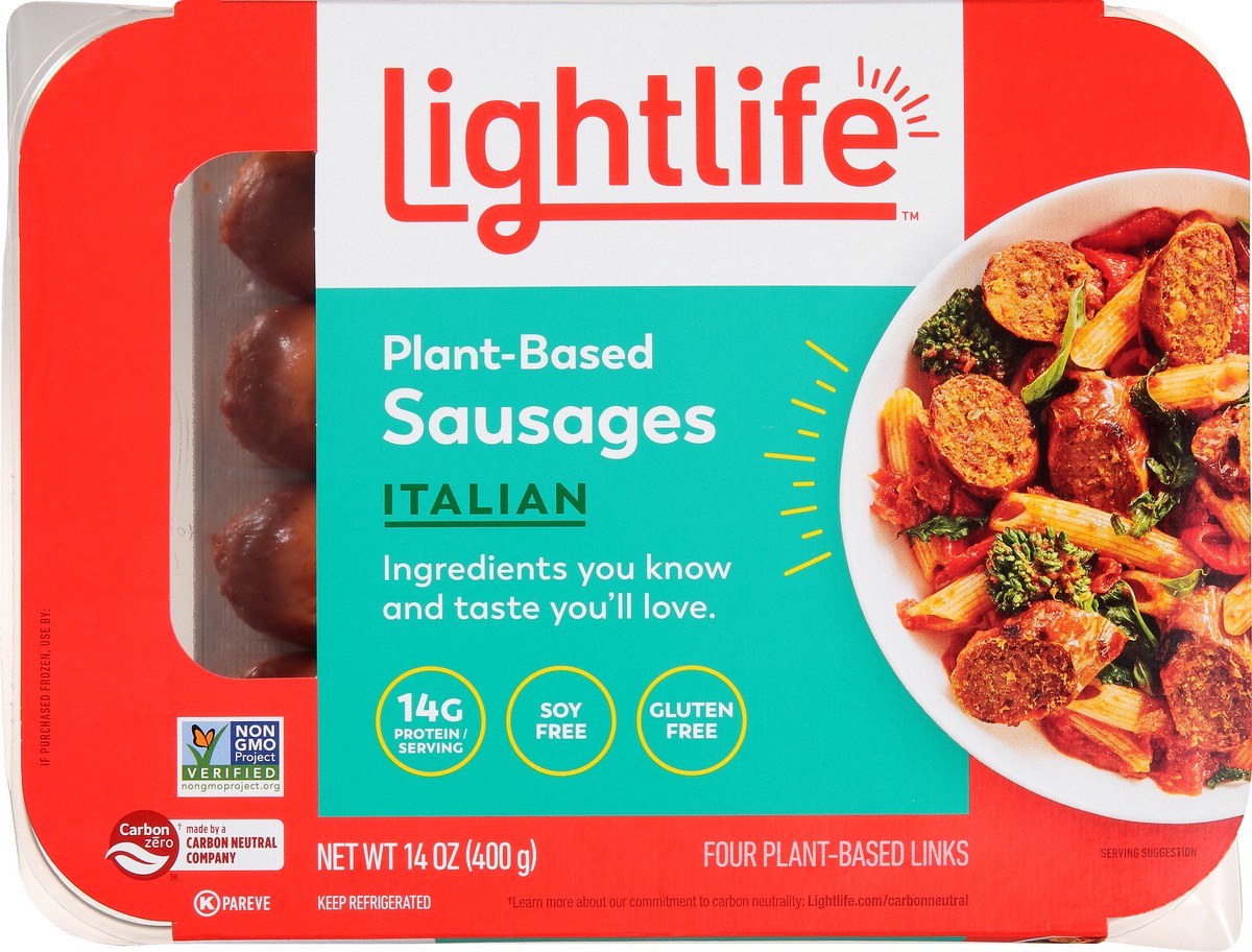 slide 5 of 9, Lightlife Sausage, 14 oz