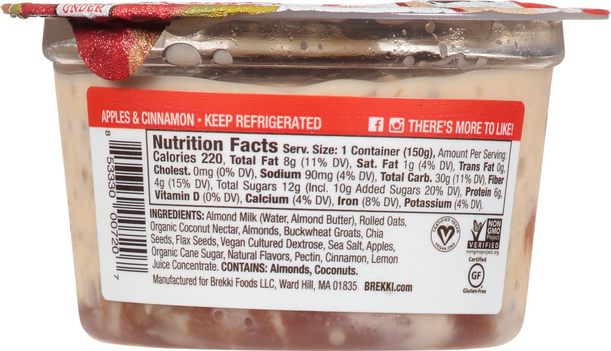 slide 4 of 9, brekki Apples & Cinnamon Ready-to-eat Oats, 1 ct