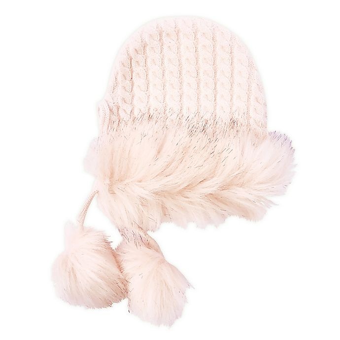 slide 1 of 1, NYGB Newborn Gretel Cable Knit Hat with Pom Poms - Pink/Ivory, 1 ct