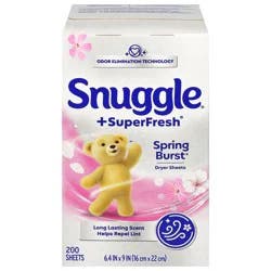 Snuggle Plus SuperFresh Dryer Sheets with Static Control and Odor Eliminating Technology, Spring Burst, 200 count