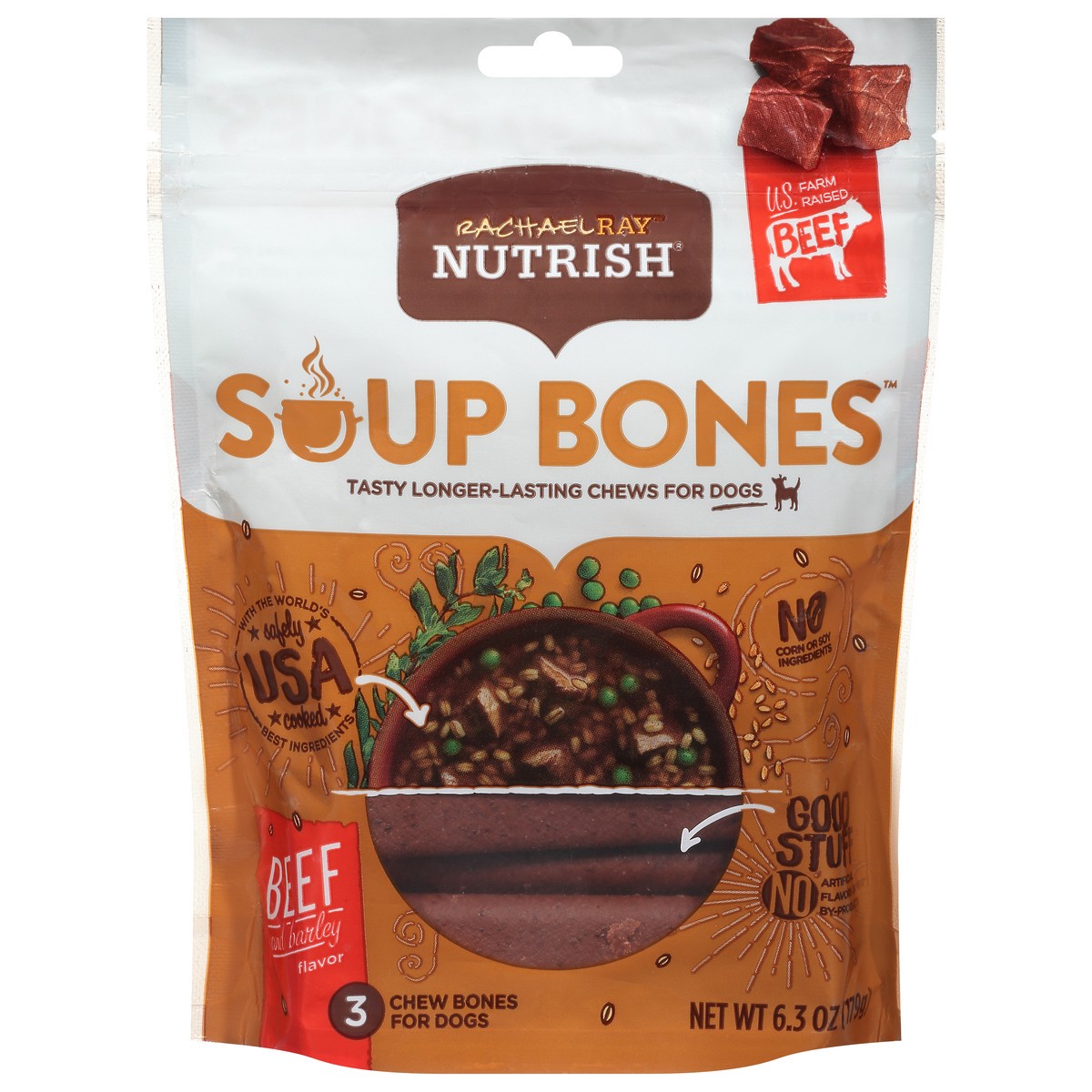 slide 12 of 12, Rachael Ray Nutrish Soup Bones With Real Beef & Barley, 3 Dog Chews, 6.3 oz