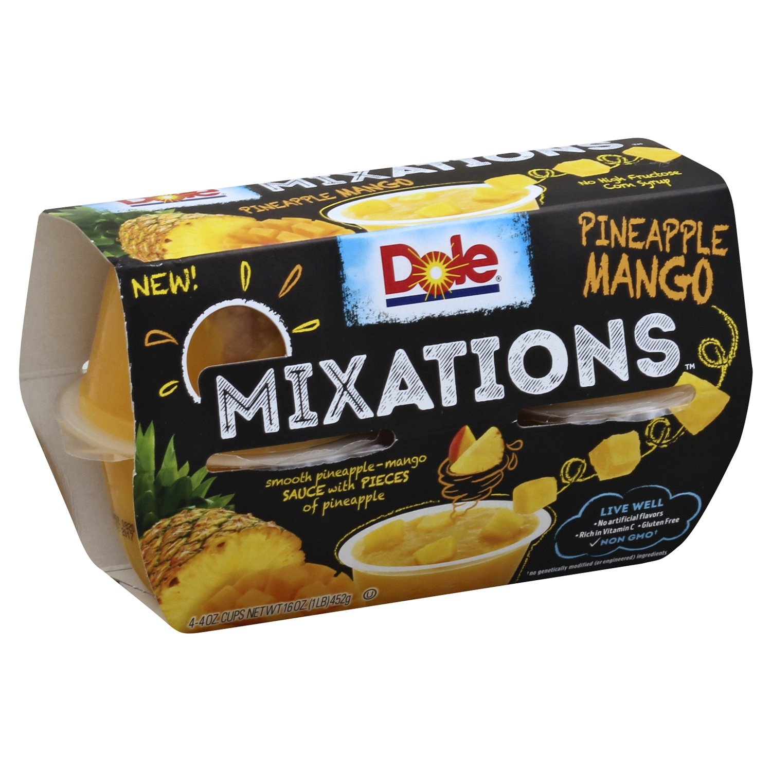 slide 1 of 1, Dole Mixations Pineapple Mango Fruit Cups, 4 ct; 4 oz