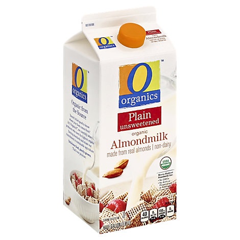 slide 1 of 1, O Organics Organic Almondmilk Unsweetened Plain - Half Gallon, 1 ct