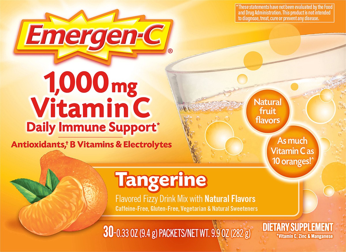 slide 5 of 8, Emergen-C Vitamin C Dietary Supplement Drink Mix - Tangerine - 30ct, 30 ct