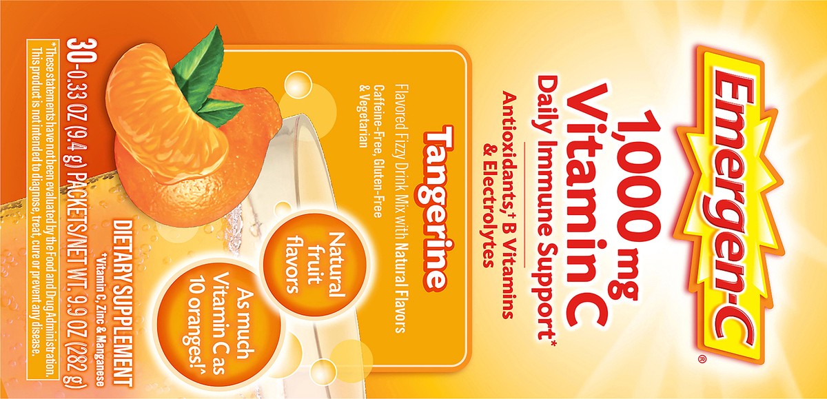 slide 8 of 8, Emergen-C Vitamin C Dietary Supplement Drink Mix - Tangerine - 30ct, 30 ct