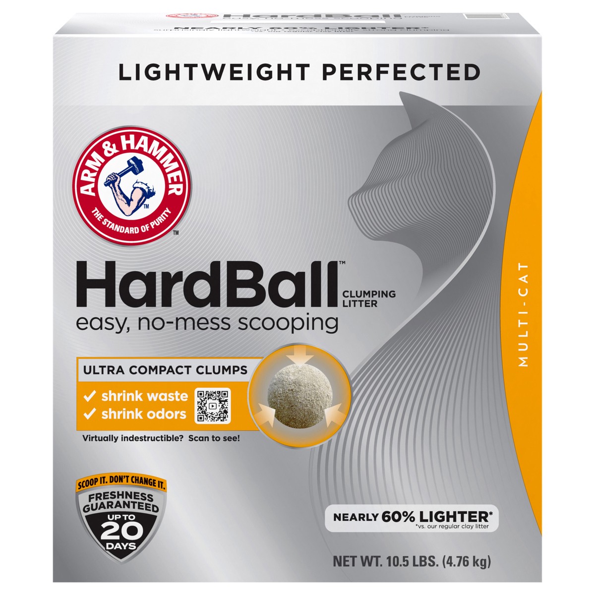 slide 1 of 10, ARM & HAMMER Hardball Lightweight Cat Litter, Multi-Cat Clumping Litter, for No-Mess Scooping, 10.5 lb, 10.5 lb