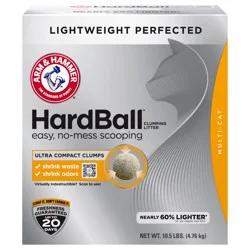 ARM & HAMMER Hardball Lightweight Cat Litter, Multi-Cat Clumping Litter, for No-Mess Scooping, 10.5 lb