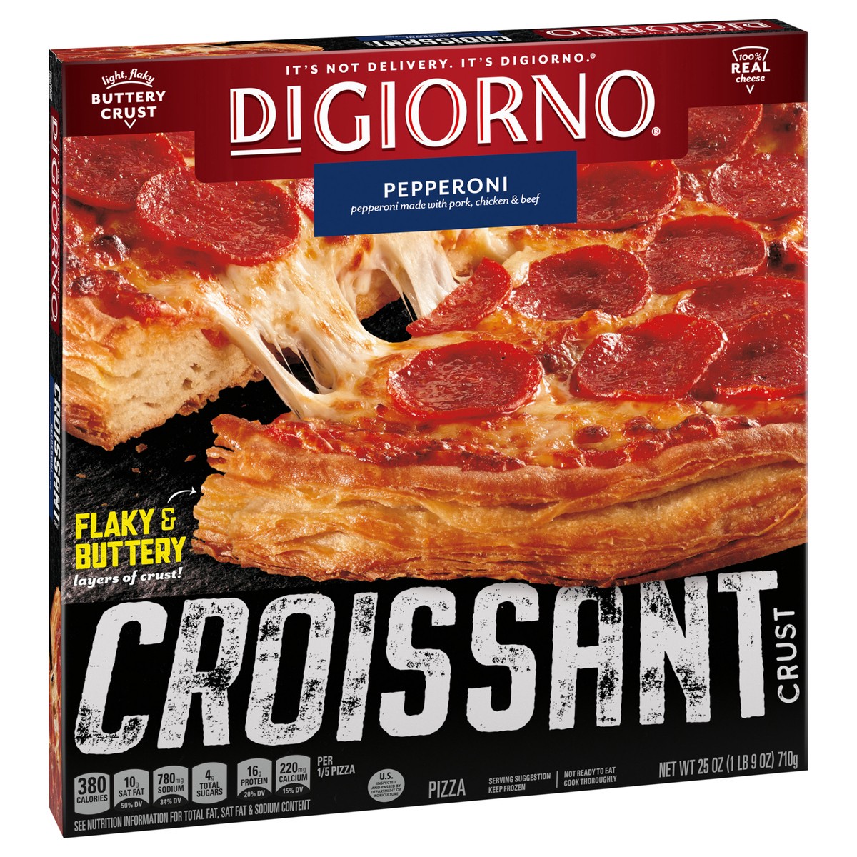 slide 2 of 9, Digiorno Croissant Crust Pepperoni Frozen Pizza, 25 oz