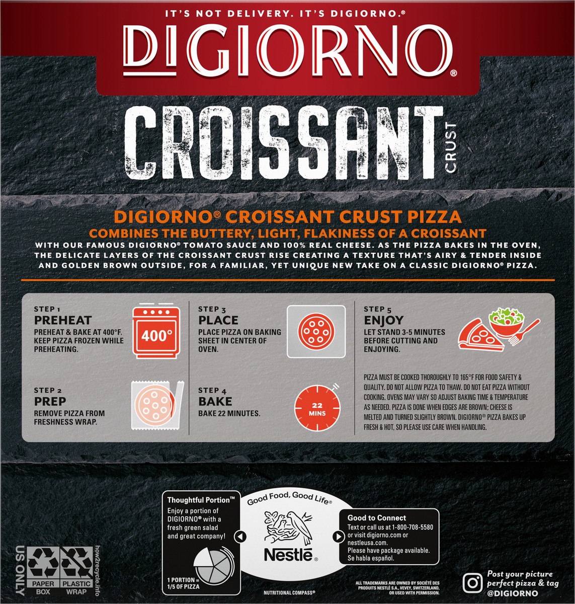 slide 5 of 9, Digiorno Croissant Crust Pepperoni Frozen Pizza, 25 oz
