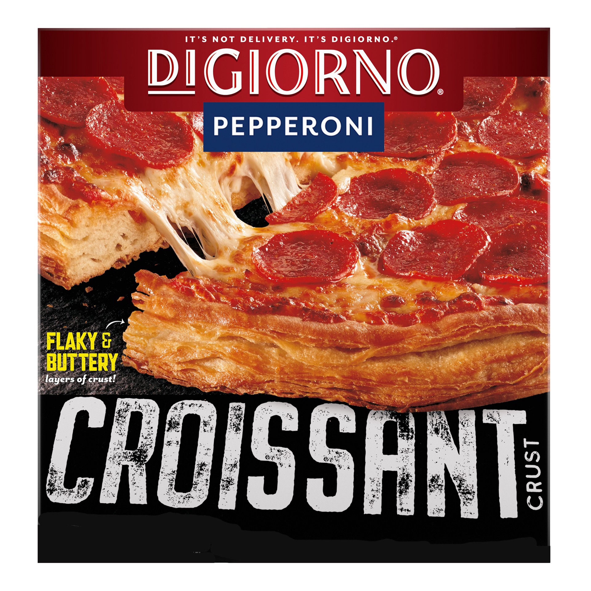 slide 1 of 9, DIGIORNO Frozen Pizza - Pepperoni Pizza on a Croissant Crust - Easy Dinner, 25 oz