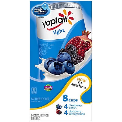 slide 1 of 1, Yoplait Light Blackberry Pomegranate/Blueberry Patch Fat Free Yogurt Variety Pack, 8 ct; 6 oz