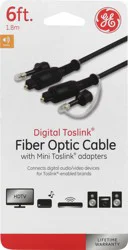 GE Digital Toslink 6 Feet with Mini Toslink Adapters Fiber Optic Cable 1 ea