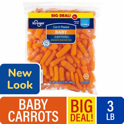 slide 1 of 3, Kroger Cut & Peeled Baby Carrots, 3 lb